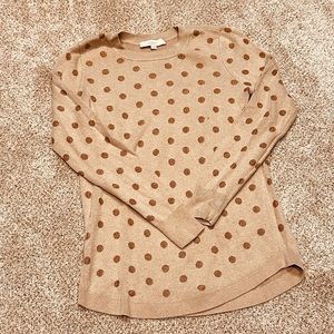 Ann Taylor Loft Gold Polka Dot Sweater